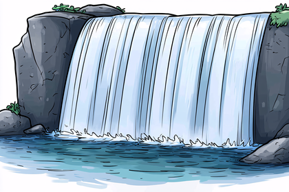 Cartoon Waterfall Scene