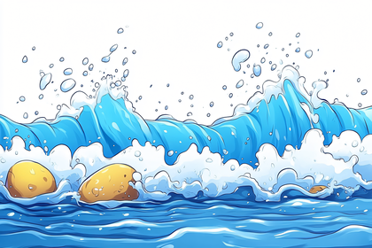 Cartoon Waves With Potatoes