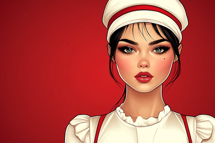 Cartoon Woman With White Hat