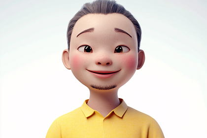 Cartoon Young Man Smiling