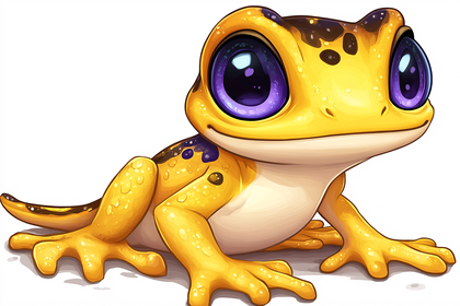 Cartoonish Yellow Frog with Big Eyes