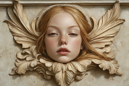 Carved Face with Wings