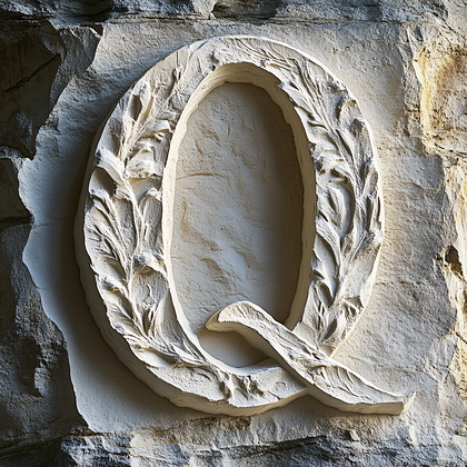 Carved Stone Letter Q