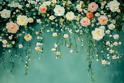 Cascading Roses And White Flowers