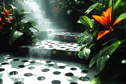 Cascading Steps in Lush Garden