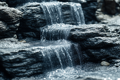 Cascading Water Over Rough Rocks