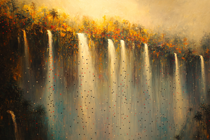 Cascading Waterfalls in a Lush Landscape