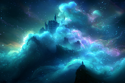 Castle In The Sky Amidst Nebula Clouds