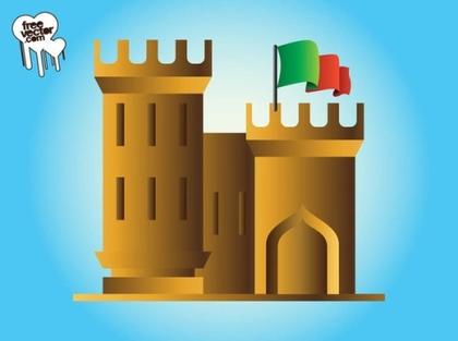 Castle With Flag Free Vector
