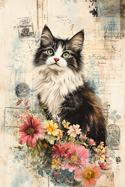 Cat Amidst Blooms