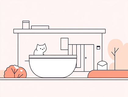 Cat and House Illustration