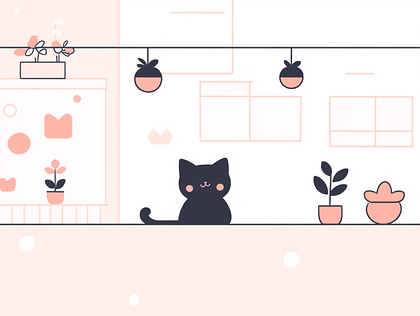 Cat and Plants