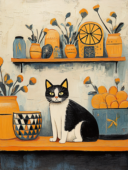 Cat and Still Life Painting