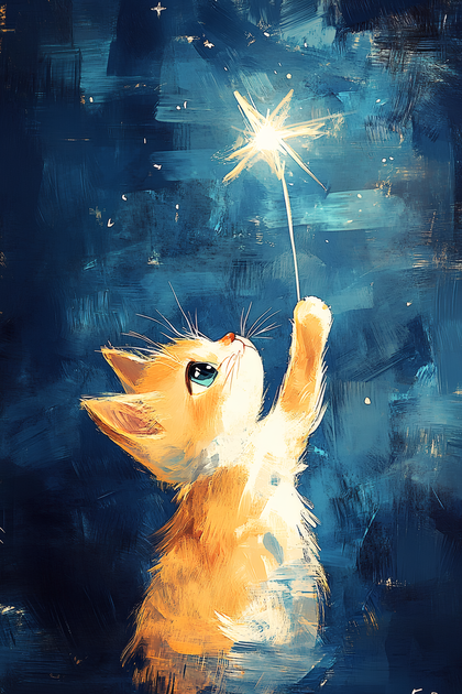 Cat Catching Star