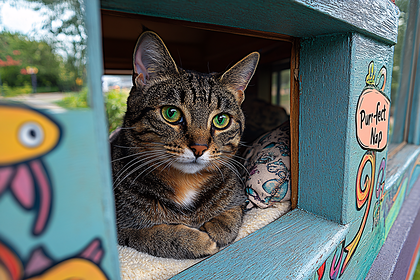 Cat in Colorful House