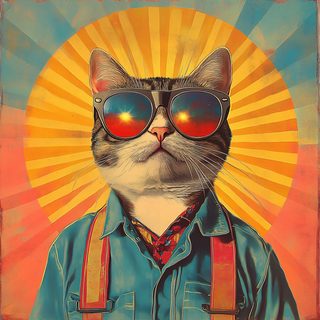 Cat In Sunglasses Retro