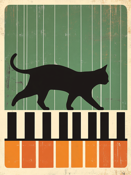 Cat on Piano Keys