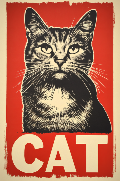 Cat Portrait With Bold Lettering