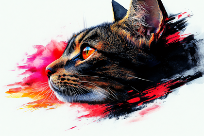 Cat Portrait with Watercolor Effect