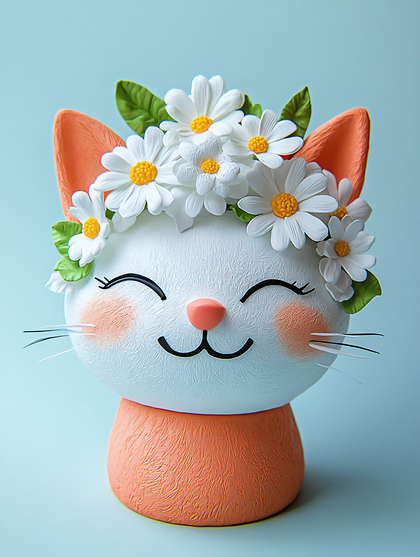 Cat Wearing Flowers