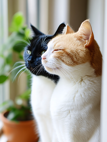 Cats Side-by-Side Looking Away