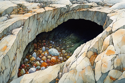 Cave Entrance in Rocky Terrain