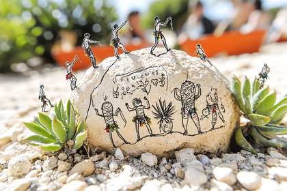 Cave Explorers on Stone Canvas