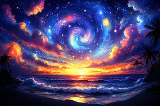 Celestial Beach At Sunset