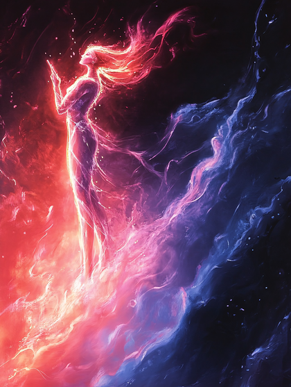Celestial Figure In Cosmic Flow