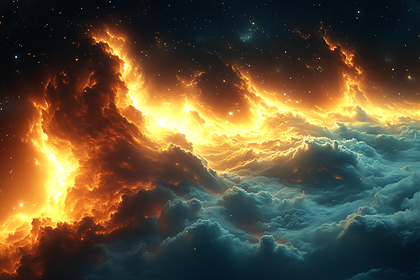 Celestial Inferno Over Tranquil Clouds