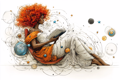 Celestial Reader In Contemplation