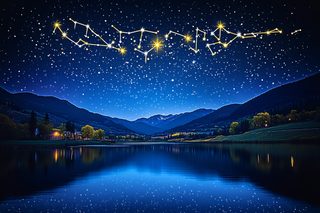 Celestial Reflections Over Mountain Lake