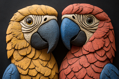 Ceramic Parrot Duo