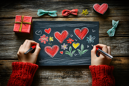 Chalkboard Hearts and Decorations