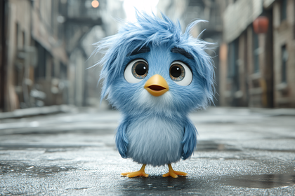 Charming Blue Bird in Cityscape