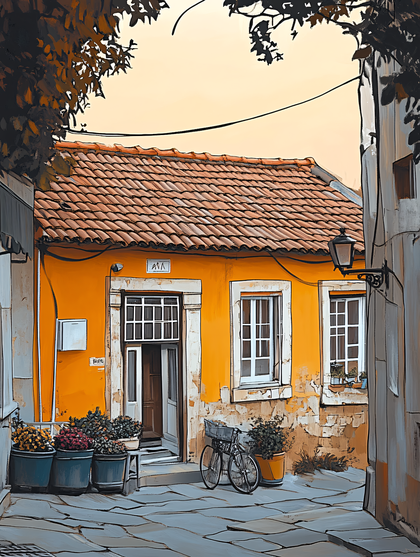 Charming Orange House In Alleyway