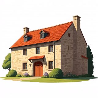 stone cottage illustration