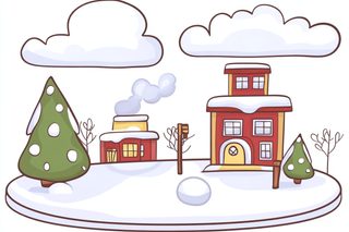 winter village illustration