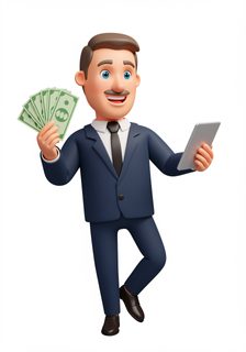 Businessman Money Tablet
