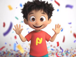 Cheerful Boy Celebrating with Confetti