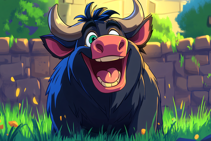 Cheerful Cartoon Bull