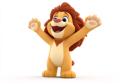 Cheerful Cartoon Lion Cub