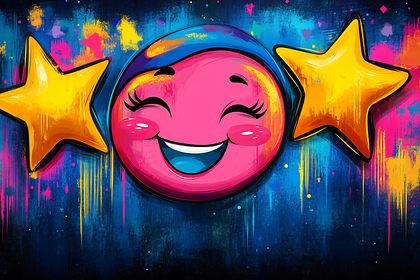 Cheerful Emoji with Stars