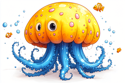 Cheerful Jellyfish Cartoon