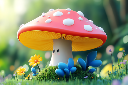 Cheerful Mushroom Character