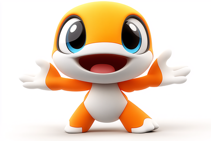 Cheerful Orange Cartoon Character