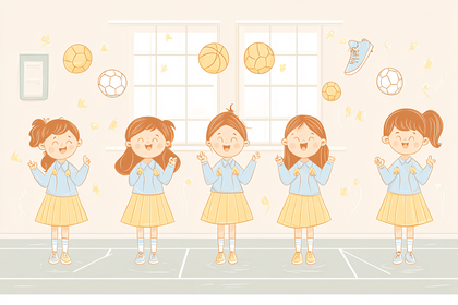 Cheerful Schoolgirls in Uniform