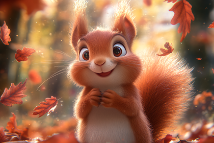 Cheerful Squirrel In Autumn