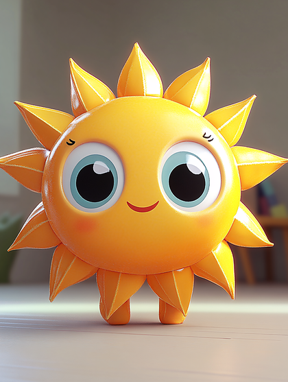 Cheerful Sun Character