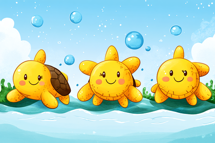 Cheerful Turtles Underwater